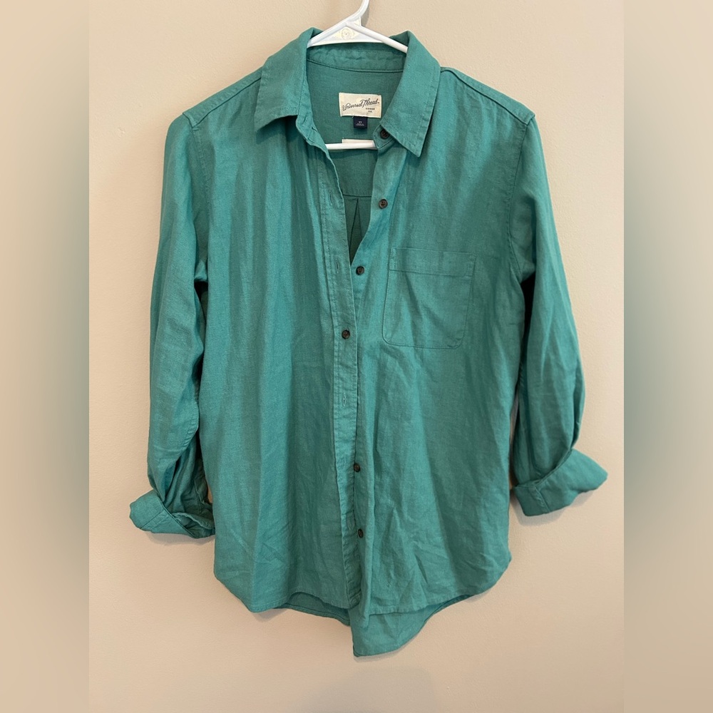 Universal Thread Teal Men's Casual Button Down Shirt